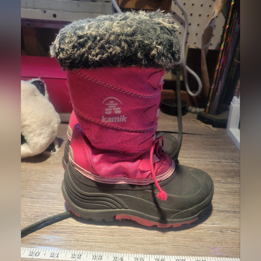 Kamik Youth Kids Pink Snow‎ Boots Faux Fur Trim Size 1